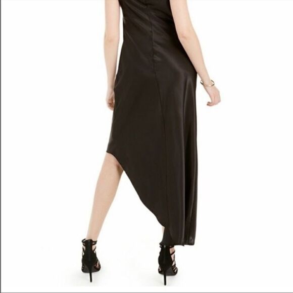 NWOT Bebe Black Satin Cowl Neck Maxi Midi Asymmetrical Dinner,Engagement… - Picture 5 of 10